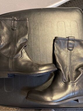 Black Leather Mid-Calf Boots